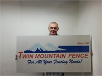 TWIN MOUNTAIN Fence Plexiglass  Sign 48 x 24" h