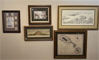 Assorted Exploration Prints, Maps, Stamps