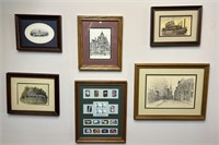 Assorted Framed Prints & Stamps