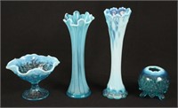 Fenton Vases & Bowl with Sowerby Rose Bowl