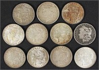 Morgan and One Peace Silver Dollars 11 Total