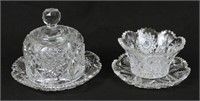 ABP Cut Glass Butter Dish and Mayonnaise Bowl