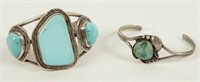 Two Indian Silver Bracelets with Turquoise