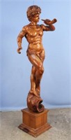 Carved Greek Mythological Figure w/ Horn &  Shell