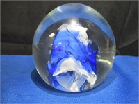 Heavy Glass Paperweight ( Signed )