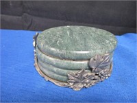 Marble Coaster Set In Pewter Stand