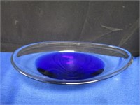 Glass Blue Bottom Decorative Bowl  L 10 1/2 "