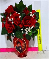 Elvis "Love Me Tender" Vase w/ Fake Roses