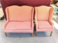 Wingback Loveseat And Arm Chair