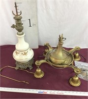 Antique Brass Hanging Light, Vintage Lamp