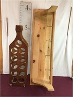 Knotty Pine Coat Hanging Shelf, Wine Rack