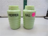 Vintage Jade Salt & Pepper Shakers (no lids)4&1/2"