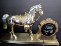 Shiny Gold Color Horse Clock-Runs Mod 313