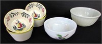 Fire King Swirl & Colonial Mixing Bowl, & 4 bowls