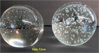Two Crystal Gazing Balls / Paperweights
