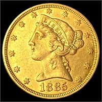 1885 $5 Gold Half Eagle UNCIRCULATED