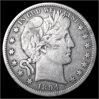 1894-S Barber Half Dollar ABOUT UNCIRCULATED
