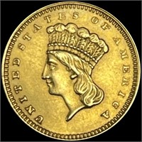 1862 Ty 3 Rare Gold Dollar CHOICE BU