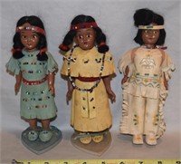(3) Knickerbocker Native American 7.5" Dolls