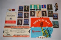 Misc lot incl: Washington BiCentennial Matchbooks+