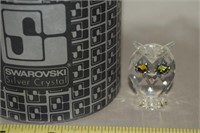 Swarovski Crystal Green Eyed Owl Figurine 1.5"