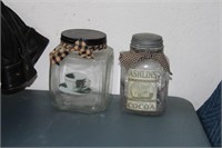 2 Cocoa Glass Jars