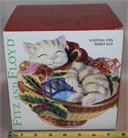 Fitz & Floyd Ceramic Kristmas Kitty Lidded Box