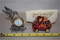SPI Quartz Hummingbird pewter Clock + Stagecoach