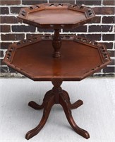 Vintage 2-tier 4 leg Octagonal Parlor Table 31"t