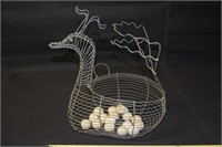 Primitive Twisted Wire Handled Turkey Egg Basket