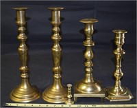 (5) Vintage Brass Candlesticks 2.75"-12.75" tall
