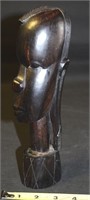 Hand Carved Kenya Tribal Wooden Bust Figure 10"