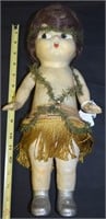 1940's Composition Key Wind Hawaiian Girl Doll