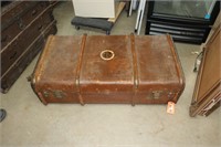 Antique Wood Trimmed Suitcase Chest