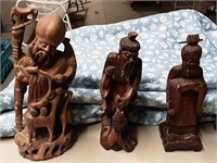 ANTIQUE CHINESE HAND CRAVED WOOD  FISHERMAN &OTHER