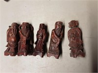ANTIQUE CHINESE HAND CRAVED WOOD FIGURE LOT
