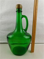 Vintage Madera Green Glass Bottle with Cork