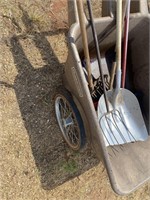 2-wheel poly cart w/ garden tools