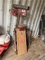 Floor model drill press & mechanics creeper