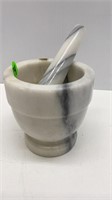 MARBLE PESTLE AND MORTAR
