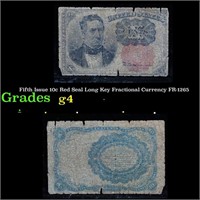 Fifth Issue 10c Red Seal Long Key Fractional Curre
