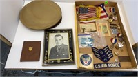 LARGE LOT OF WWII CAP-MEDALS-WALLET-BUTTONS-PATCHS