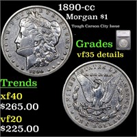 1890-cc Morgan Dollar $1 Graded vf35 details By SE