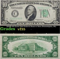 1934B $10 Green Seal Federal Reserve Note (Philade