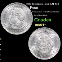 1957 Mexico 5 Peso KM-470 Grades Choice+ Unc