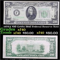1934A $20 Green Seal Federal Reserve Note Grades x