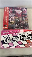 2PC COCA-COLA CHECKERS & SEALED 2000 PC PUZZLE