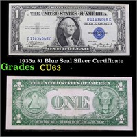 1935a $1 Blue Seal Silver Certificate Grades Selec