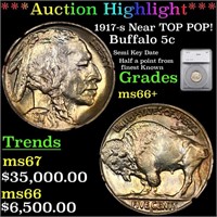 ***Auction Highlight*** 1917-s Buffalo Nickel Near