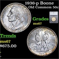 1936-p Boone Old Commem Half Dollar 50c Graded ms6